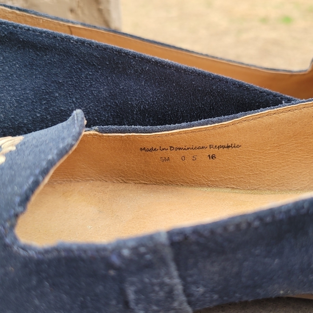JACK Rogers Ballet Flat 5 Blue suede Gold - Picture 8 of 11